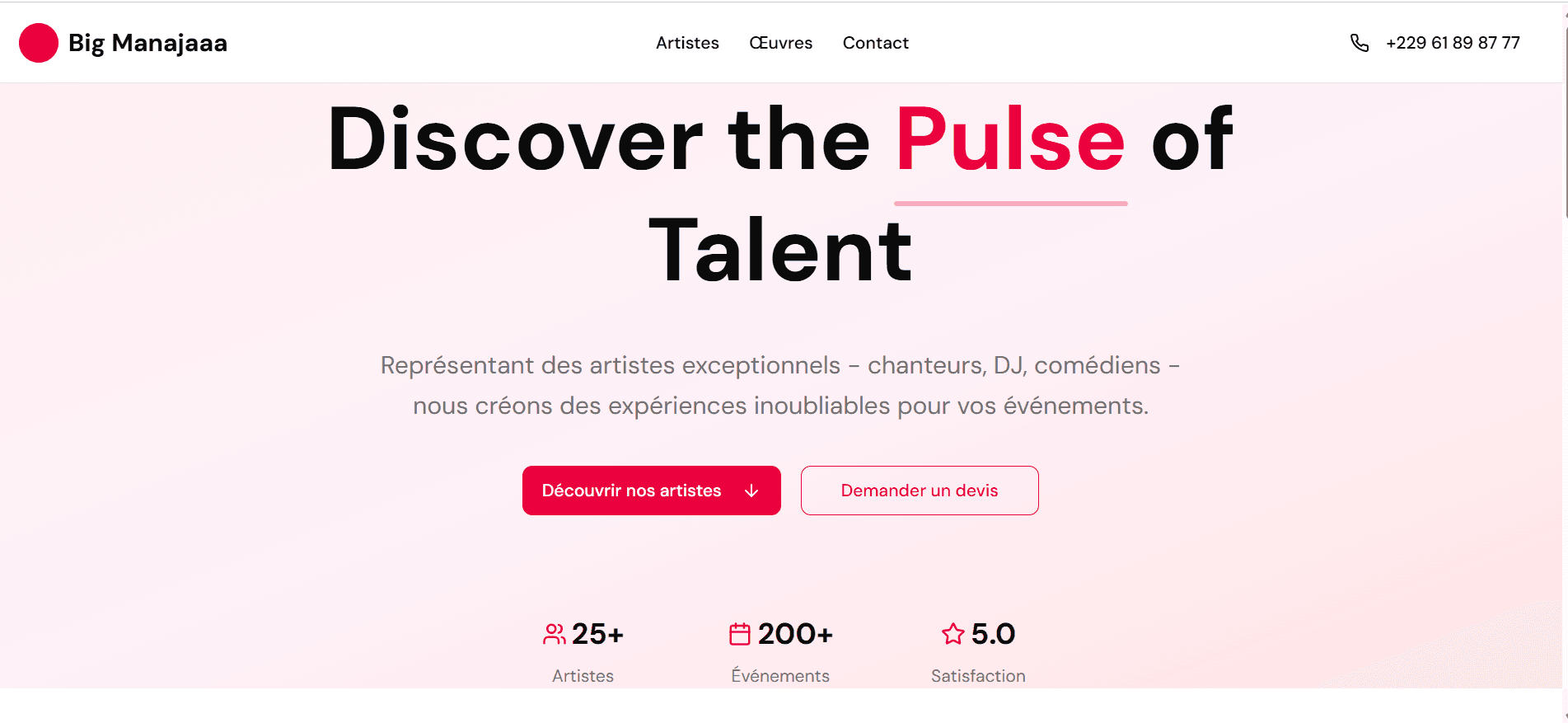 Site agence de gestion d'artistes